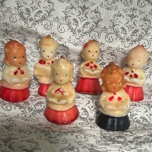 Vintage Gurley USA 1930s Christmas Carolers Boy Girl Candle 6P Set‎